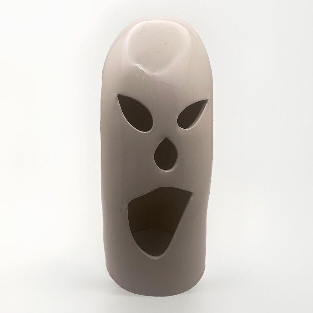 Halloween Ceramic GHOST Figure 8” White Glows Spooky Decor Candle Holder Vintage